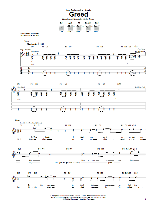 Produktgalerie: Seite 1 von 1 Greed, Godsmack, Gitarre