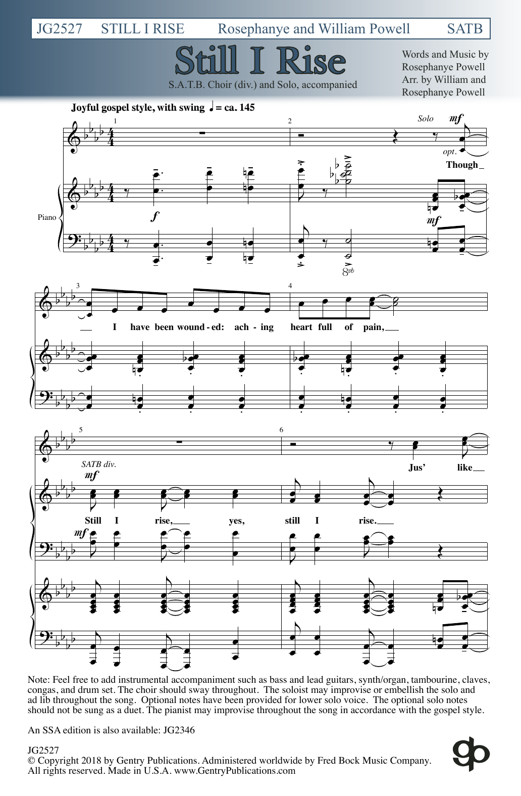 Produktbild zu: Still I Rise (arr. William and Rosephanye Powell)