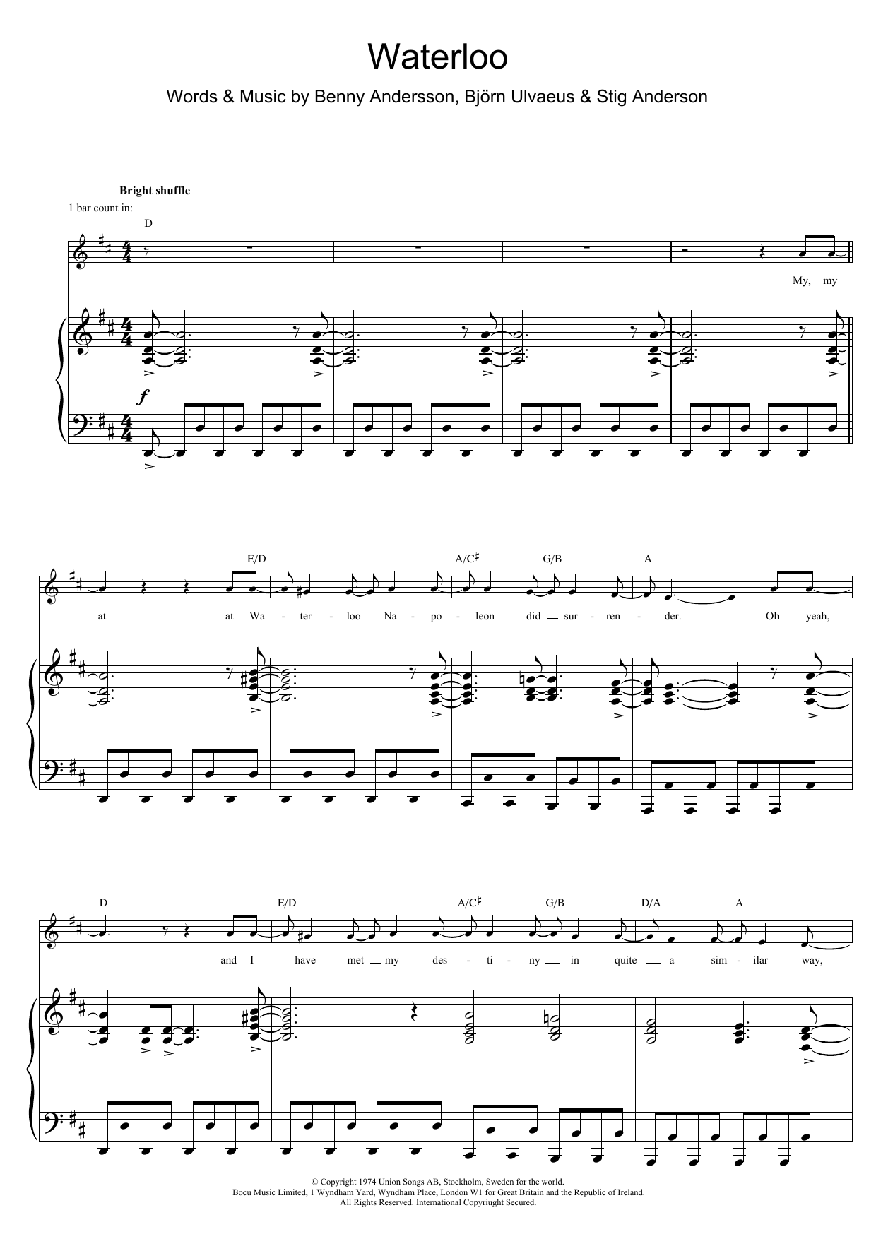 Produktgalerie: Seite 1 von 1 Waterloo, ABBA, Gesang, Gitarre, Klavier