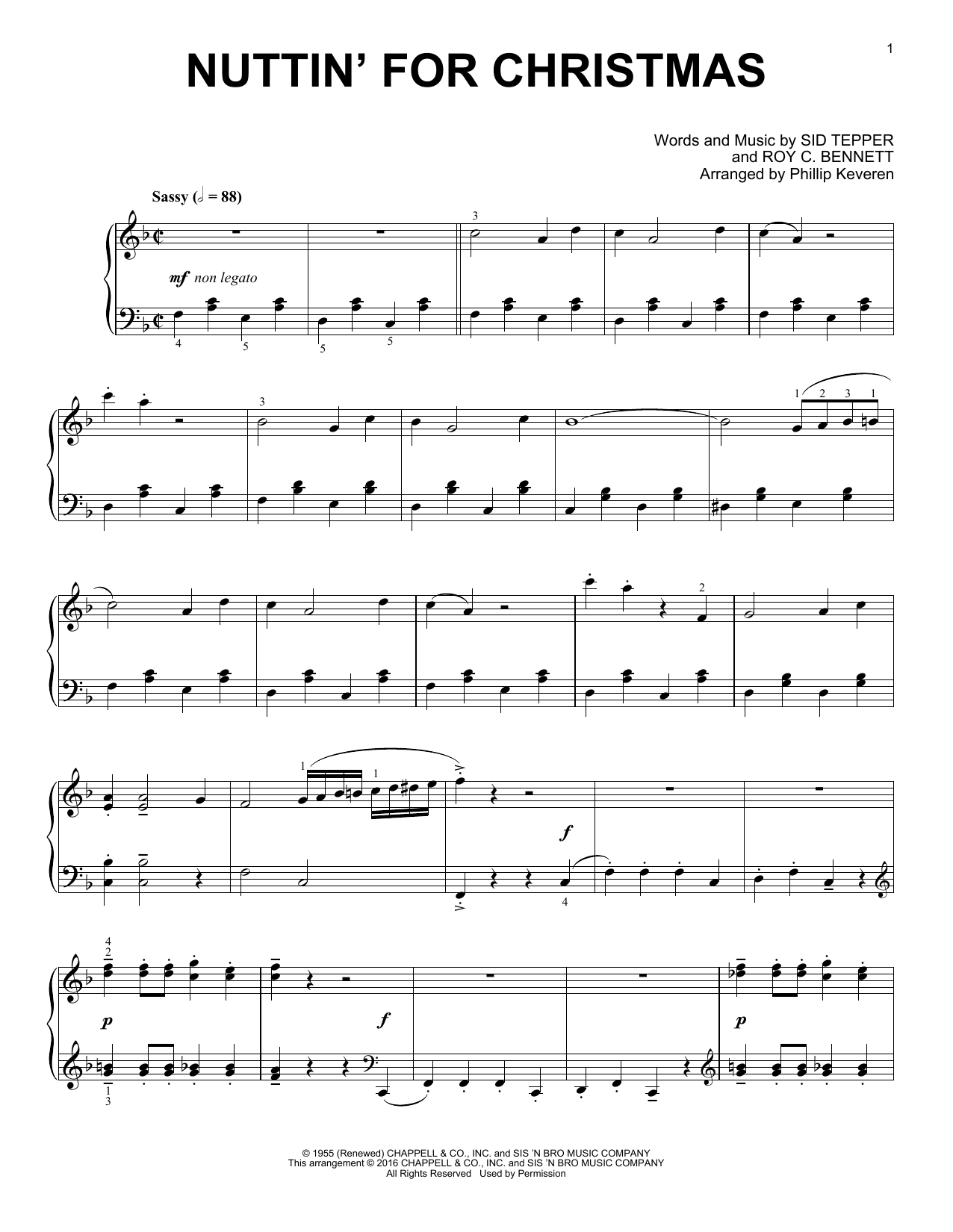 Product gallery: Page 1 of 1 Nuttin' For Christmas (arr. Phillip Keveren), Sid Tepper