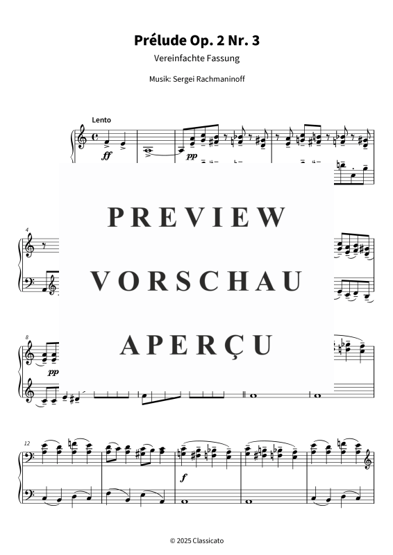 gallery: Prélude Op. 2 Nr. 3 - Vereinfachte Fassung, , (Klavier Solo)