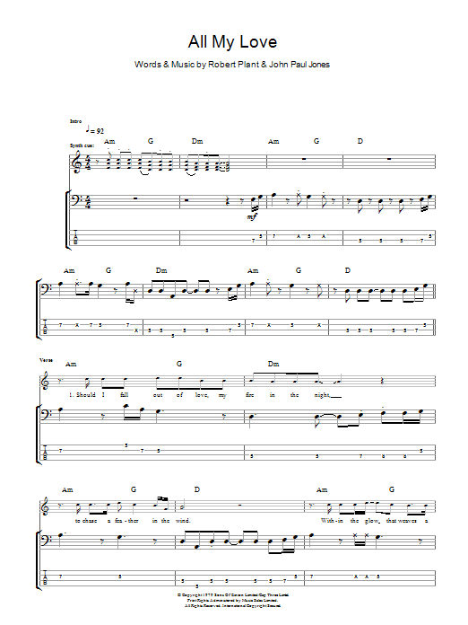 Produktgalerie: Seite 1 von 1 All My Love, Led Zeppelin, E-Bass