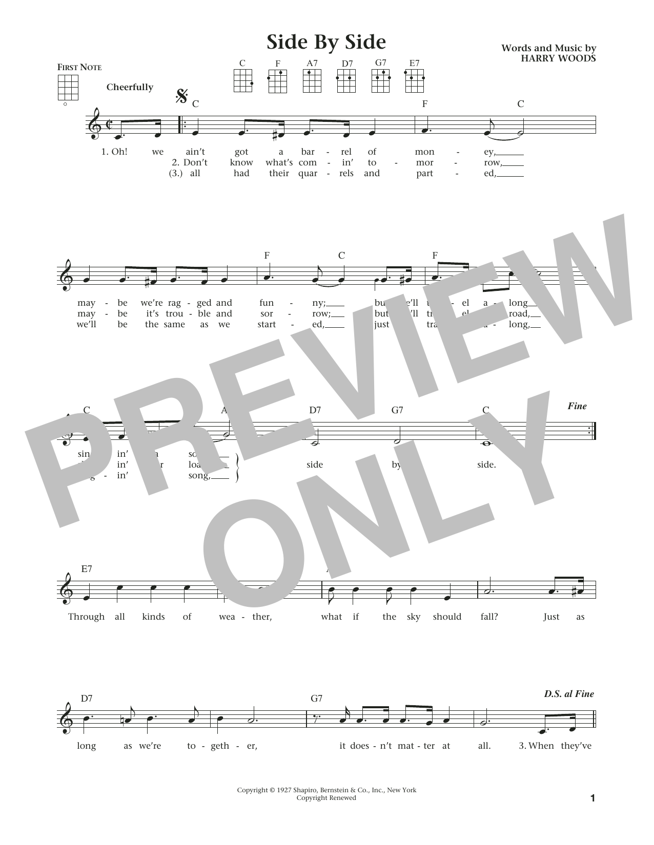 Product gallery: Page 1 of 1 Side By Side (from The Daily Ukulele) (arr. Liz and Jim Beloff), Patsy Cline