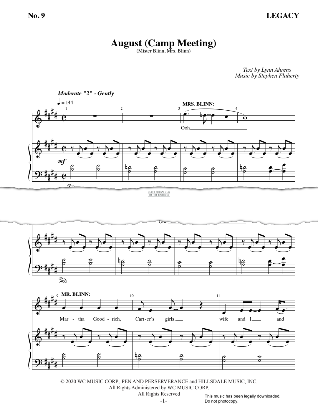 Produktgalerie: Seite 1 von 1 August (Camp Meeting) (from 'Legacy'), Stephen Flaherty, Gesang, Klavier