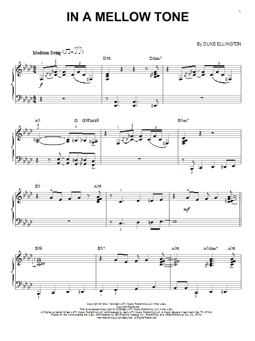 Product gallery: Page 1 of 1 In A Mellow Tone (arr. Brent Edstrom), Duke Ellington