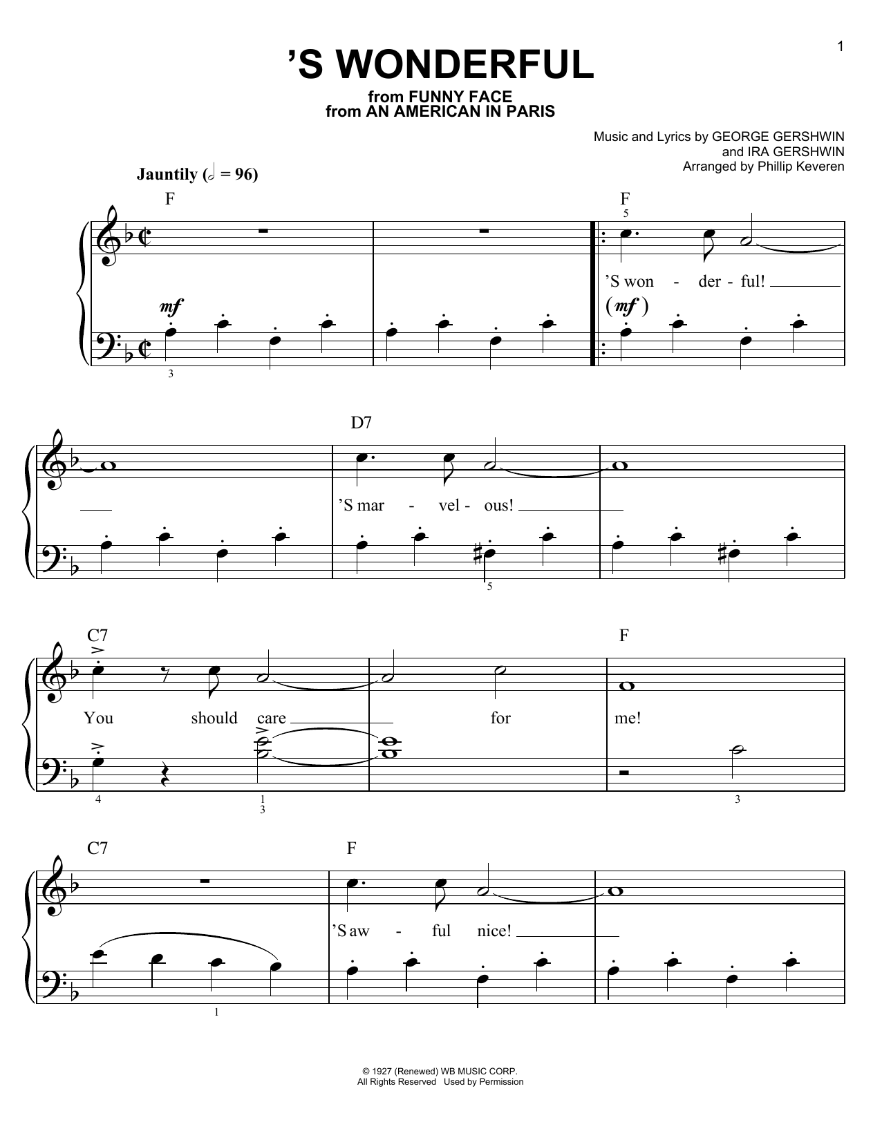Product gallery: Page 1 of 1 'S Wonderful (arr. Phillip Keveren), George Gershwin