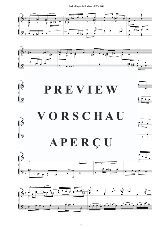 Produktgalerie: Seite 5 von 11 Fuge in D-Moll BWV 964b, , Klavier Solo
