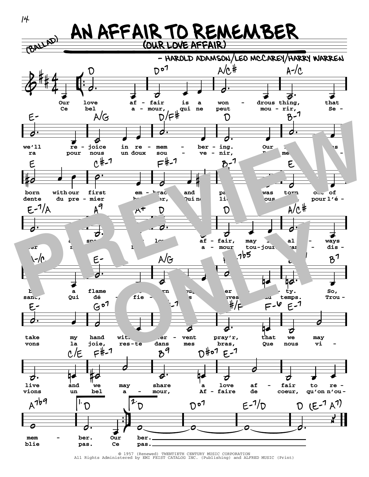Produktbild zu: An Affair To Remember (Our Love Affair) (Low Voice)