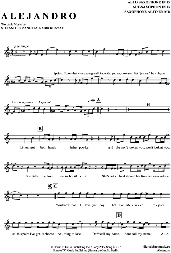 Product gallery: Page 1 of 4 Alejandro , Lady GaGa, Alto Saxophone