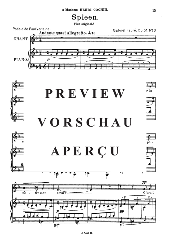 Product gallery: Page 2 of 5 Spleen Op.51 No.3, , Medium Voice and Piano