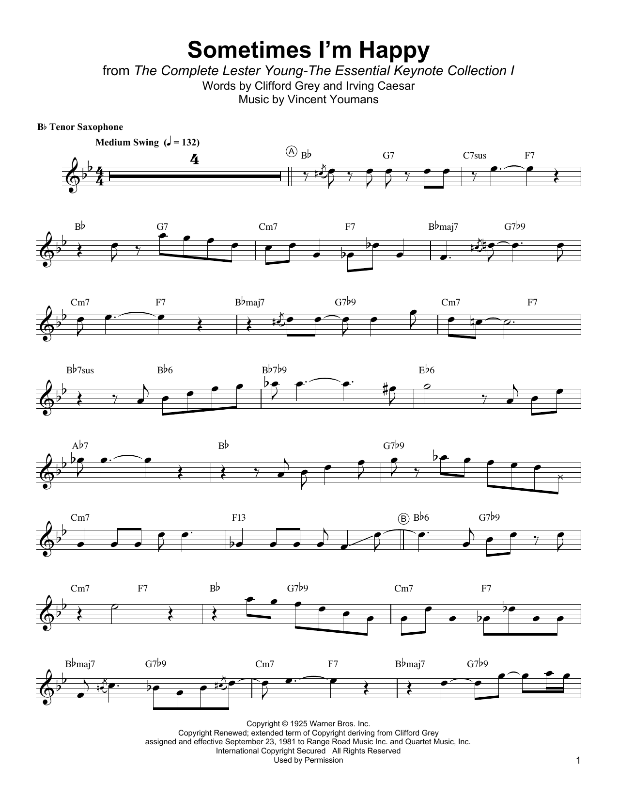Product gallery: Page 1 of 1 Sometimes I'm Happy, Lester Young