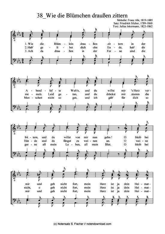Product picture to: Wie die Blümchen draußen zittern  Friedrich Silcher (1789-1860)