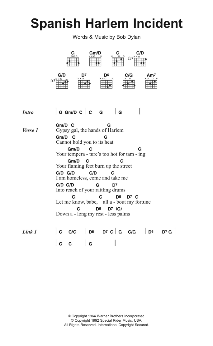 Produktgalerie: Seite 1 von 1 Spanish Harlem Incident, Bob Dylan, Gitarre