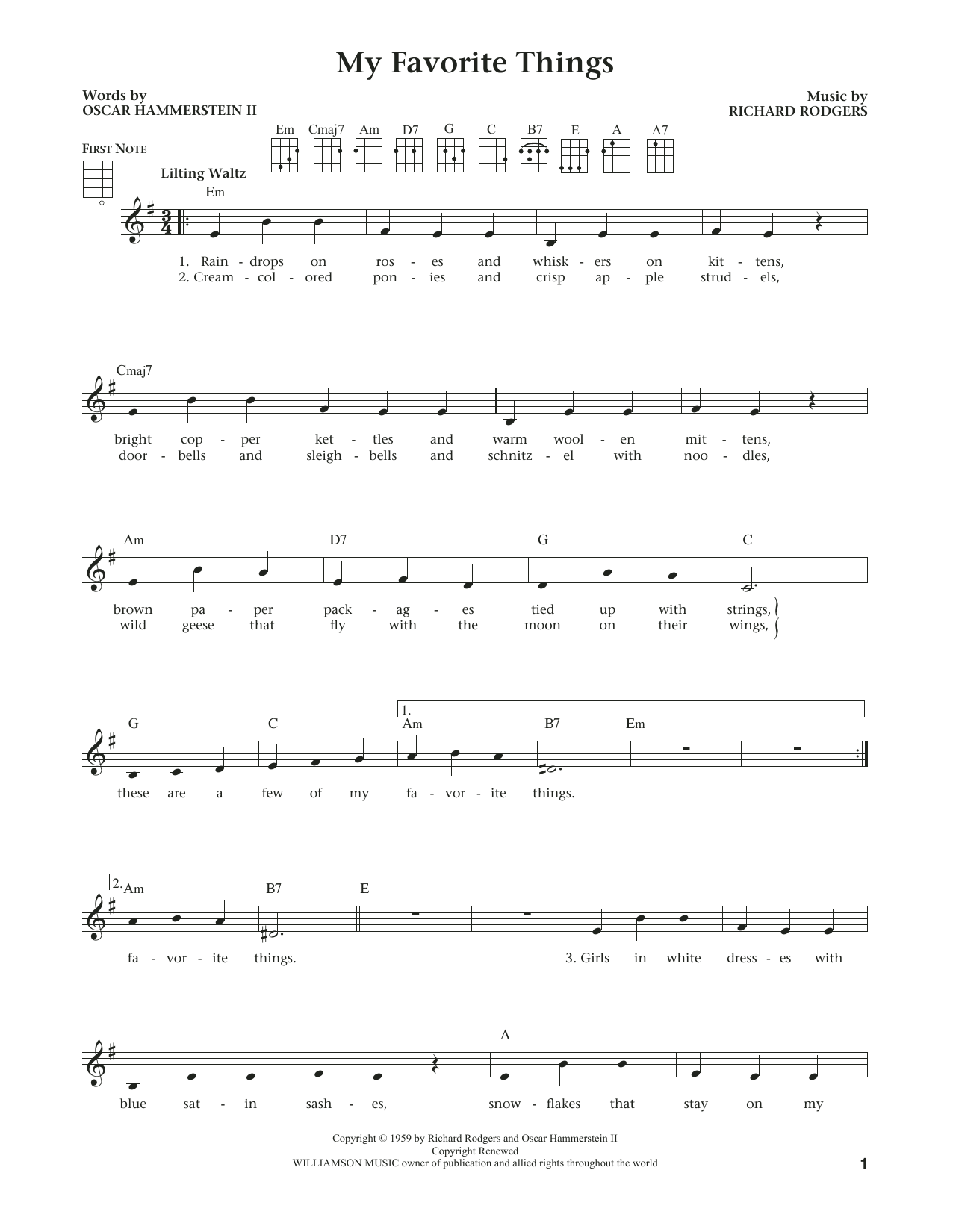 Product gallery: Page 1 of 1 My Favorite Things (from The Daily Ukulele) (arr. Liz and Jim Beloff), Rodgers & Hammerstein