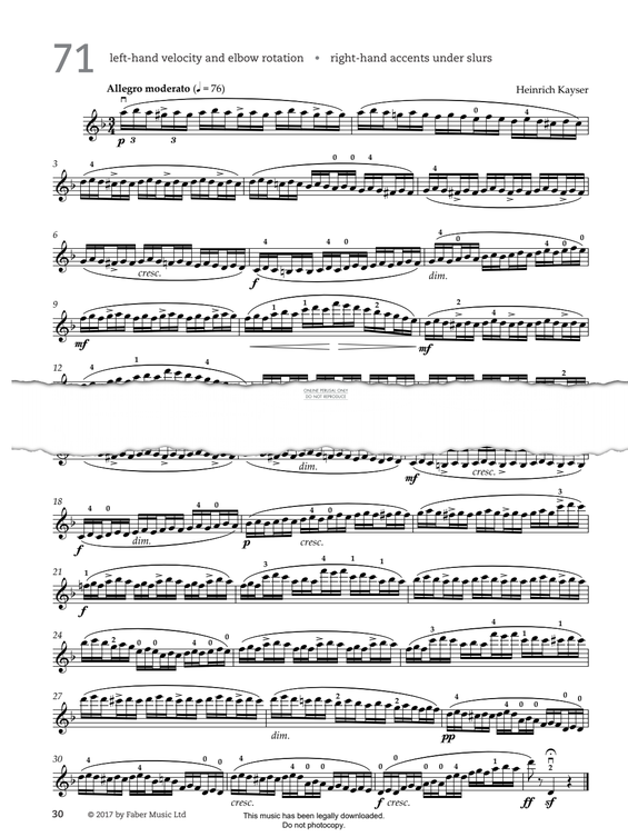 Produktgalerie: Seite 1 von 1 Study No.71 Allegro moderato (from '80 Graded Studies For Violin Book Two'), Heinrich Ernst Kayser, Violine