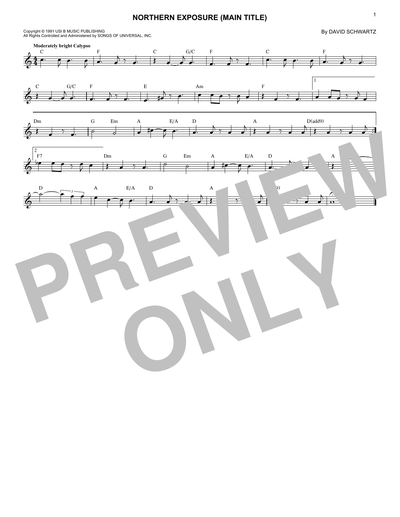 Product gallery: Page 1 of 1 Northern Exposure (Main Title), David Schwartz
