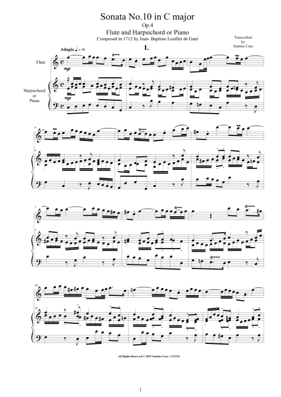 Produktbild zu: Flute Sonata No.10 in C major Op.4Jean-Baptiste Loeillet
