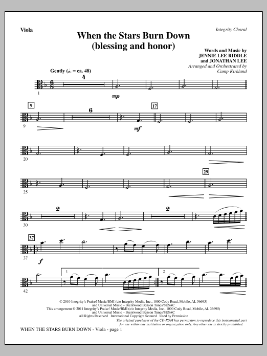 Produktgalerie: Seite 1 von 1 When The Stars Burn Down (Blessing And Honor) - Viola, Camp Kirkland, Chor