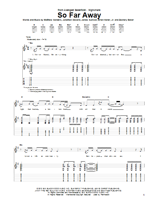 Produktgalerie: Seite 1 von 1 So Far Away, Avenged Sevenfold, Gitarre