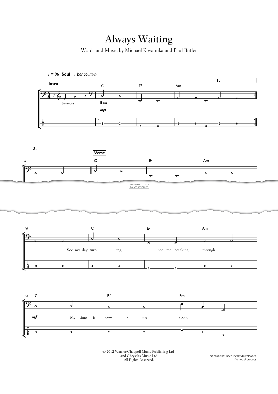 Produktgalerie: Seite 1 von 1 Always Waiting, Michael Kiwanuka, E-Bass