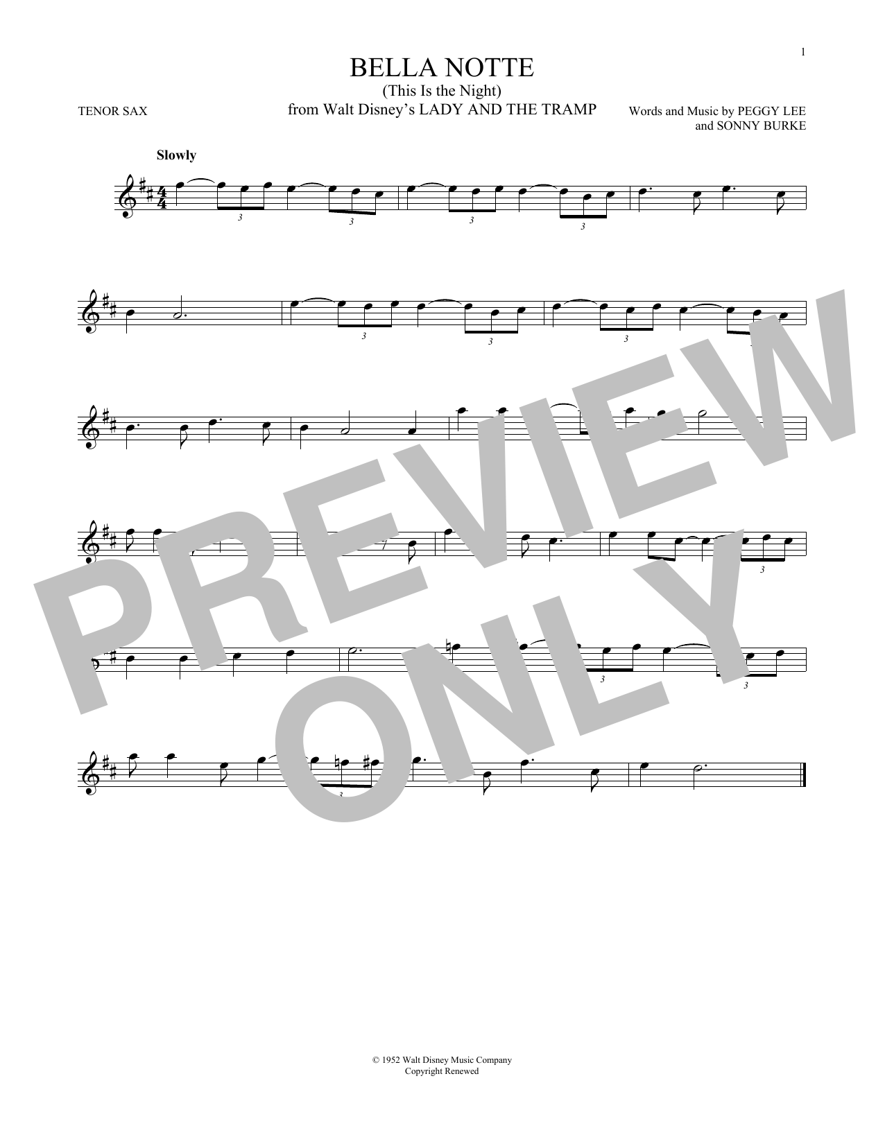 Product gallery: Page 1 of 1 Bella Notte (This Is The Night) (from Lady And The Tramp), Peggy Lee