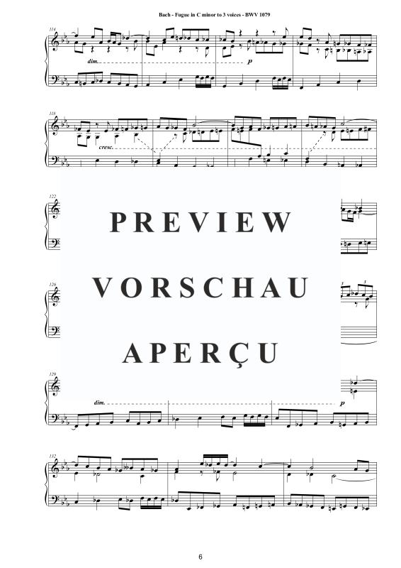 Produktgalerie: Seite 7 von 10 Ricercare - Fugue in C minor to 3 voices BWV 1079, , Klavier Solo