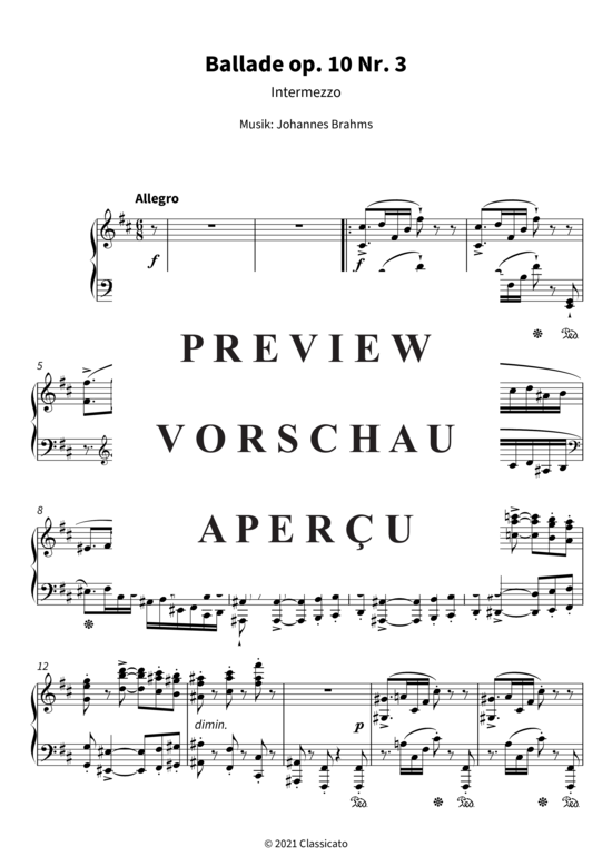 Produktgalerie: Seite 4 von 9 Ballade op. 10 Nr. 3 - Intermezzo , , Klavier Solo