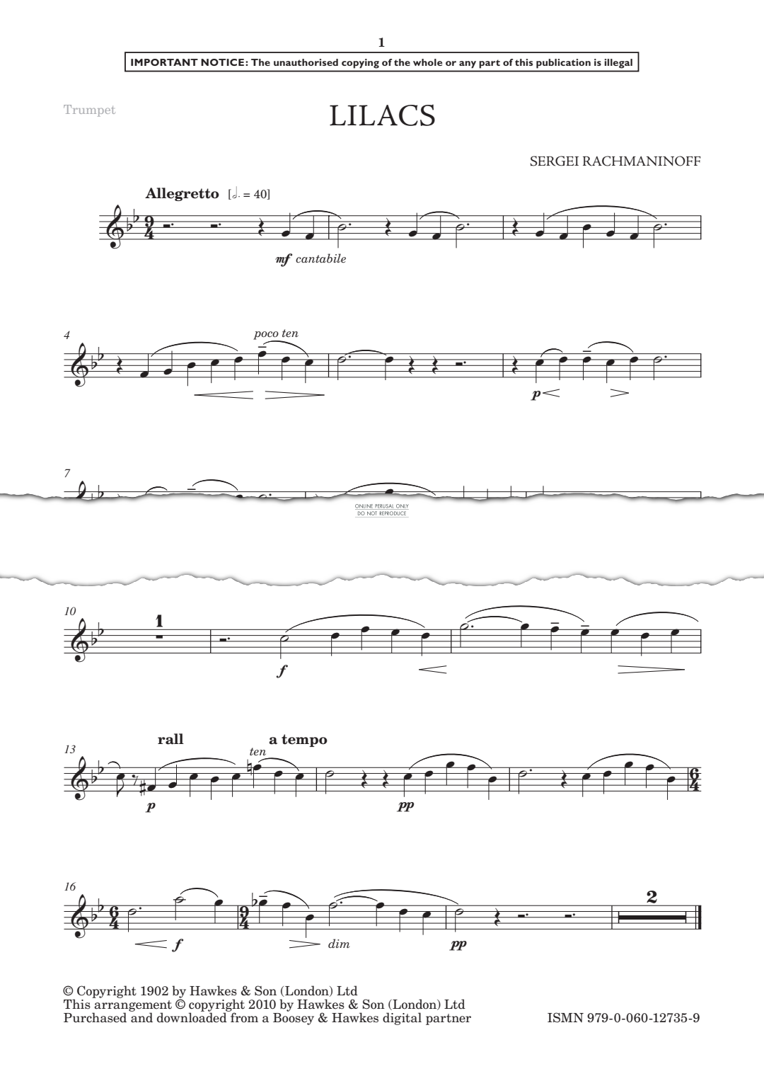 Produktgalerie: Seite 1 von 1 Lilacs, Sergei Rachmaninoff, Klavier, Trompete