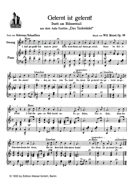 Produktbild zu: Gelernt ist gelerntDuett am Hühnerstall aus: Das Tankmädel (Film)