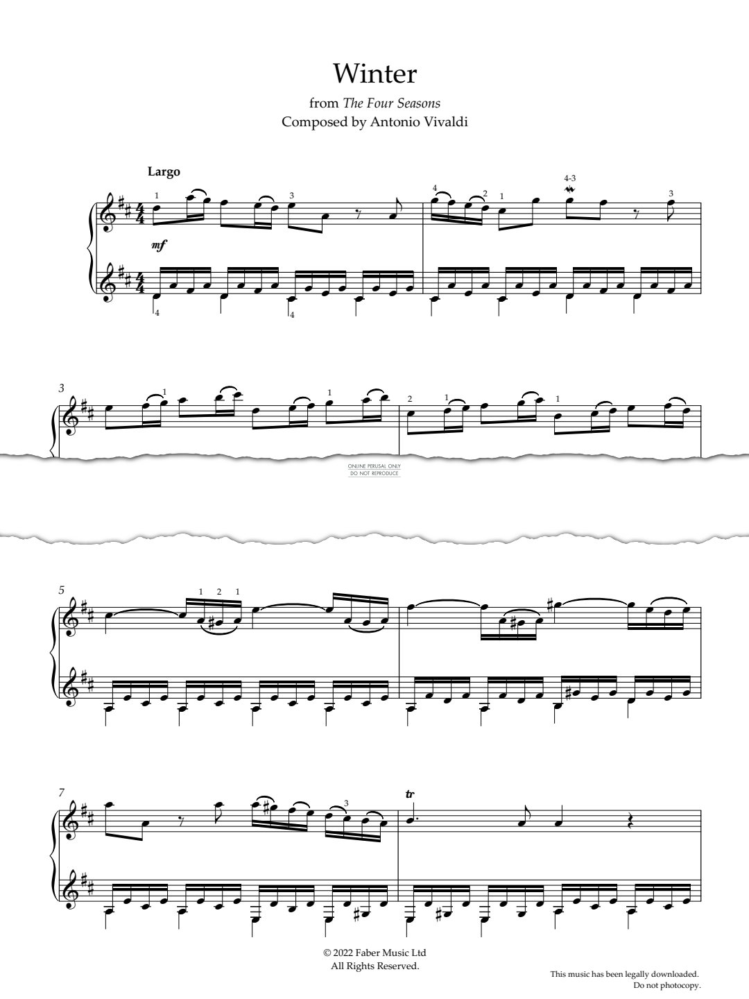 Produktgalerie: Seite 1 von 1 Winter (from 'The Four Seasons'), Antonio Vivaldi, Klavier