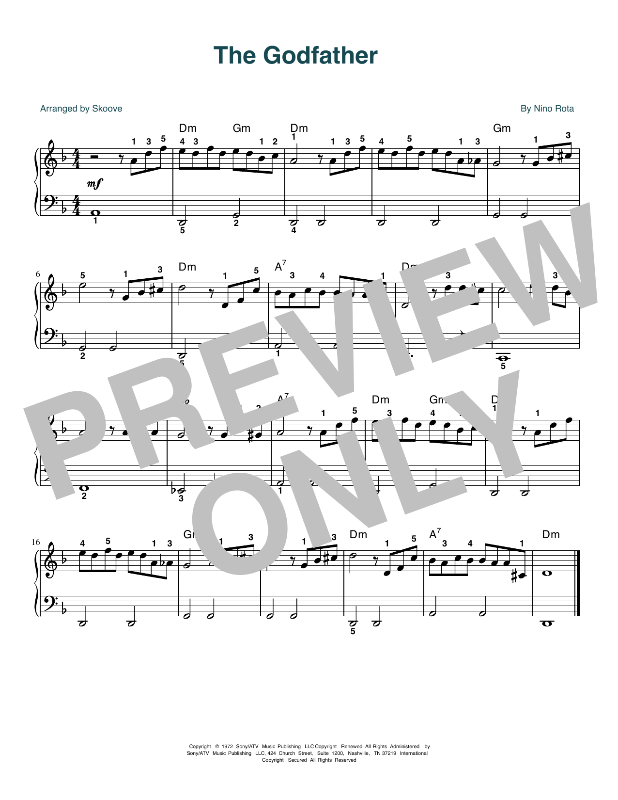 Produktbild zu: The Godfather (Love Theme) (arr. Skoove)