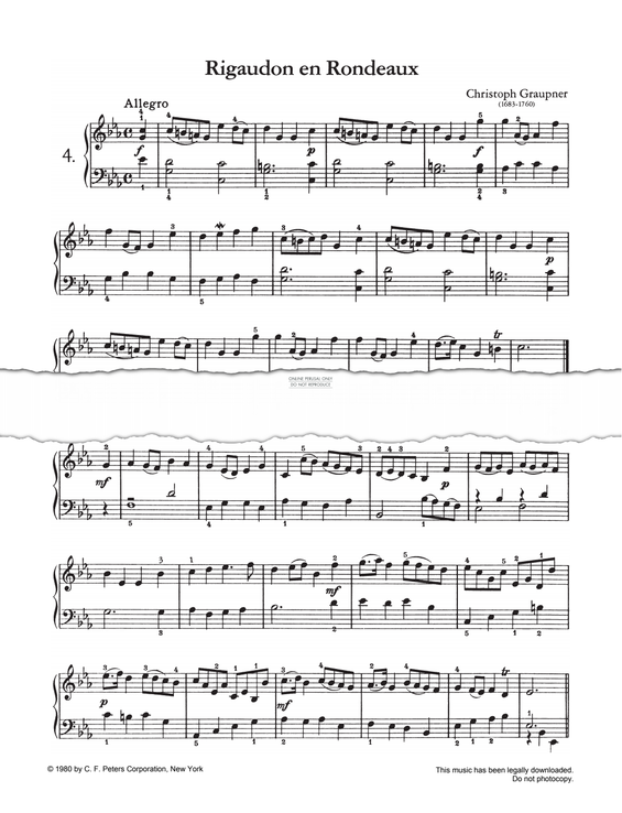 Produktgalerie: Seite 1 von 1 Rigaudon en Rondeaux, Christoph Graupner, Klavier