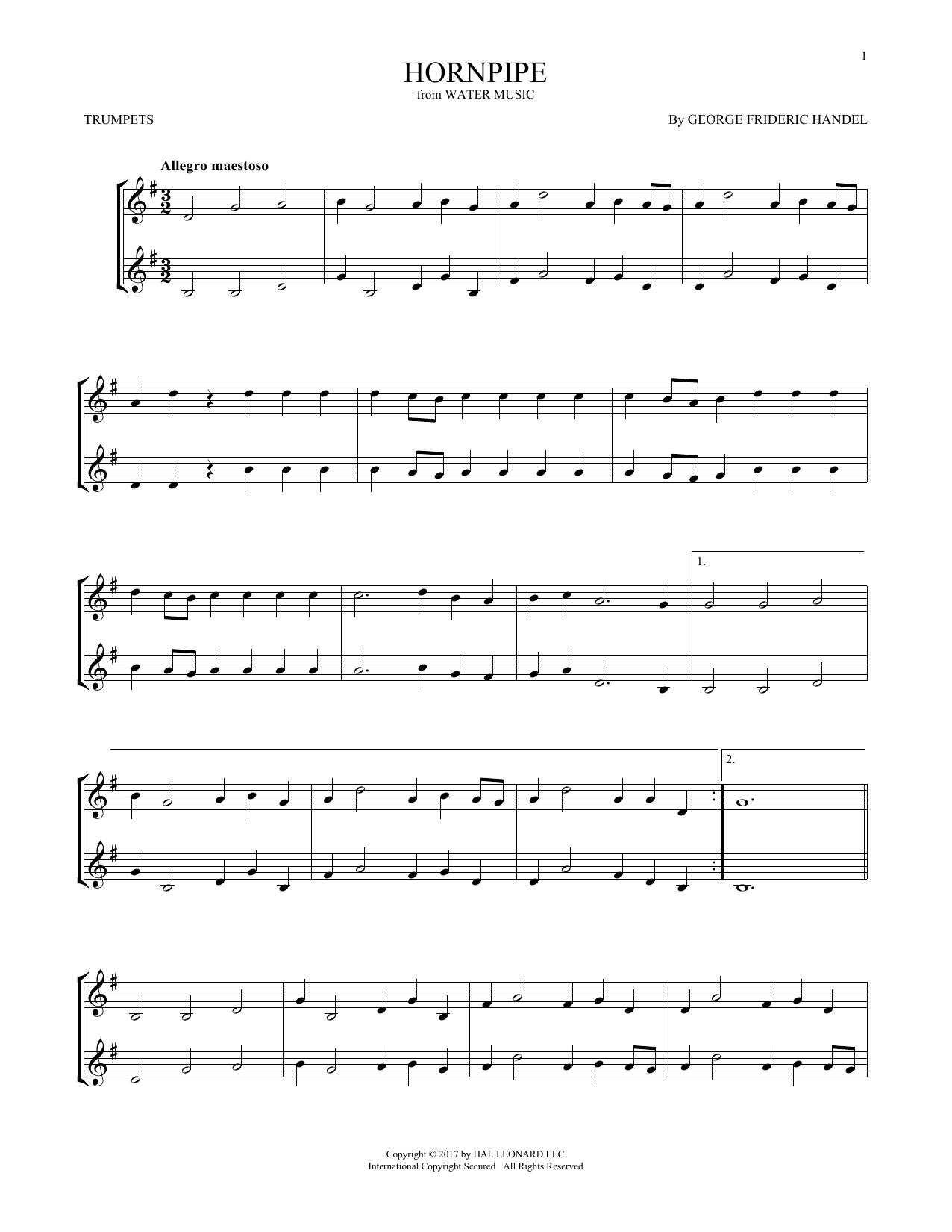 Produktgalerie: Seite 1 von 1 Hornpipe, George Frideric Handel, Trompete