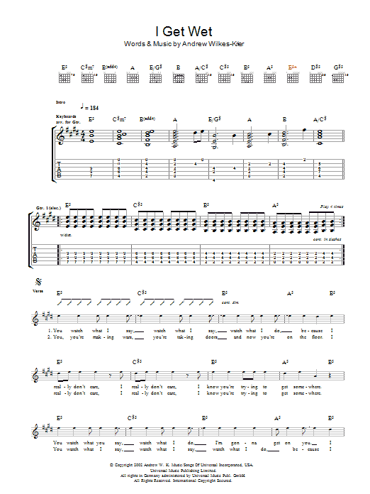 Produktgalerie: Seite 1 von 1 I Get Wet, Andrew W.K., Gitarre