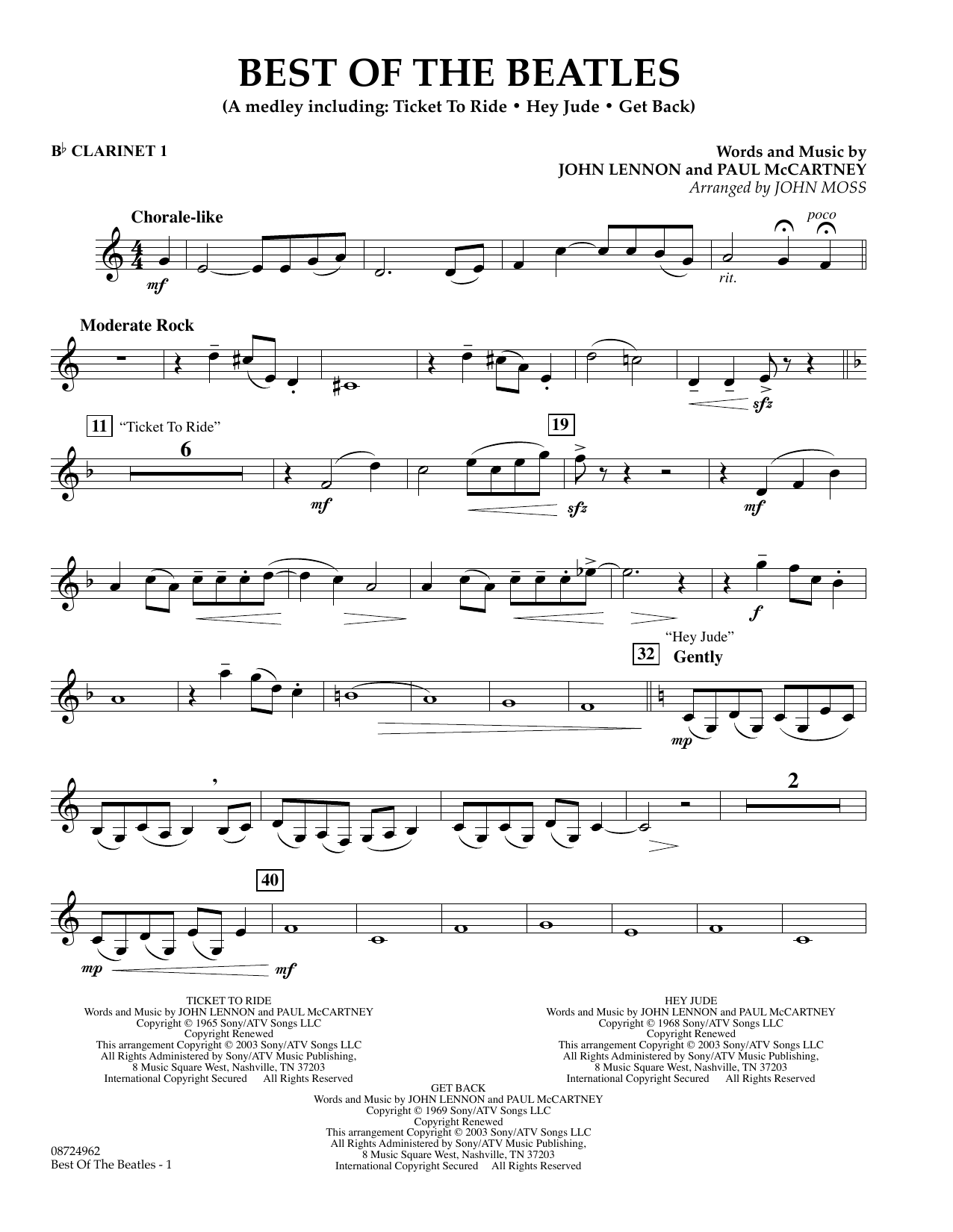 Produktgalerie: Seite 1 von 1 Best of the Beatles - Bb Clarinet 1, John Moss, Ensemble
