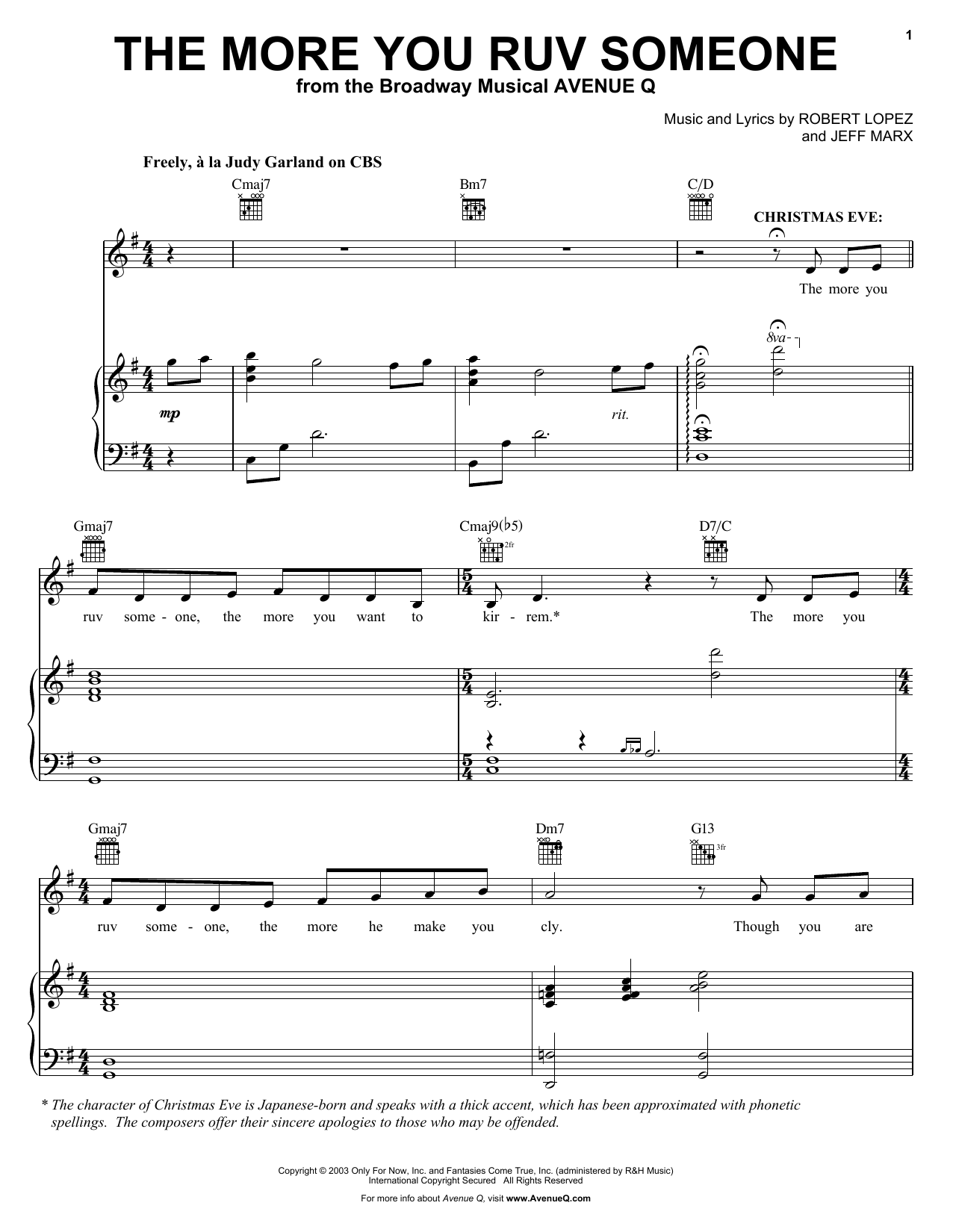 Produktbild zu: The More You Ruv Someone (from Avenue Q)