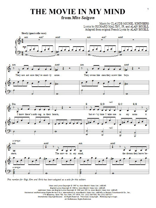 Produktbild zu: The Movie In My Mind (from Miss Saigon)