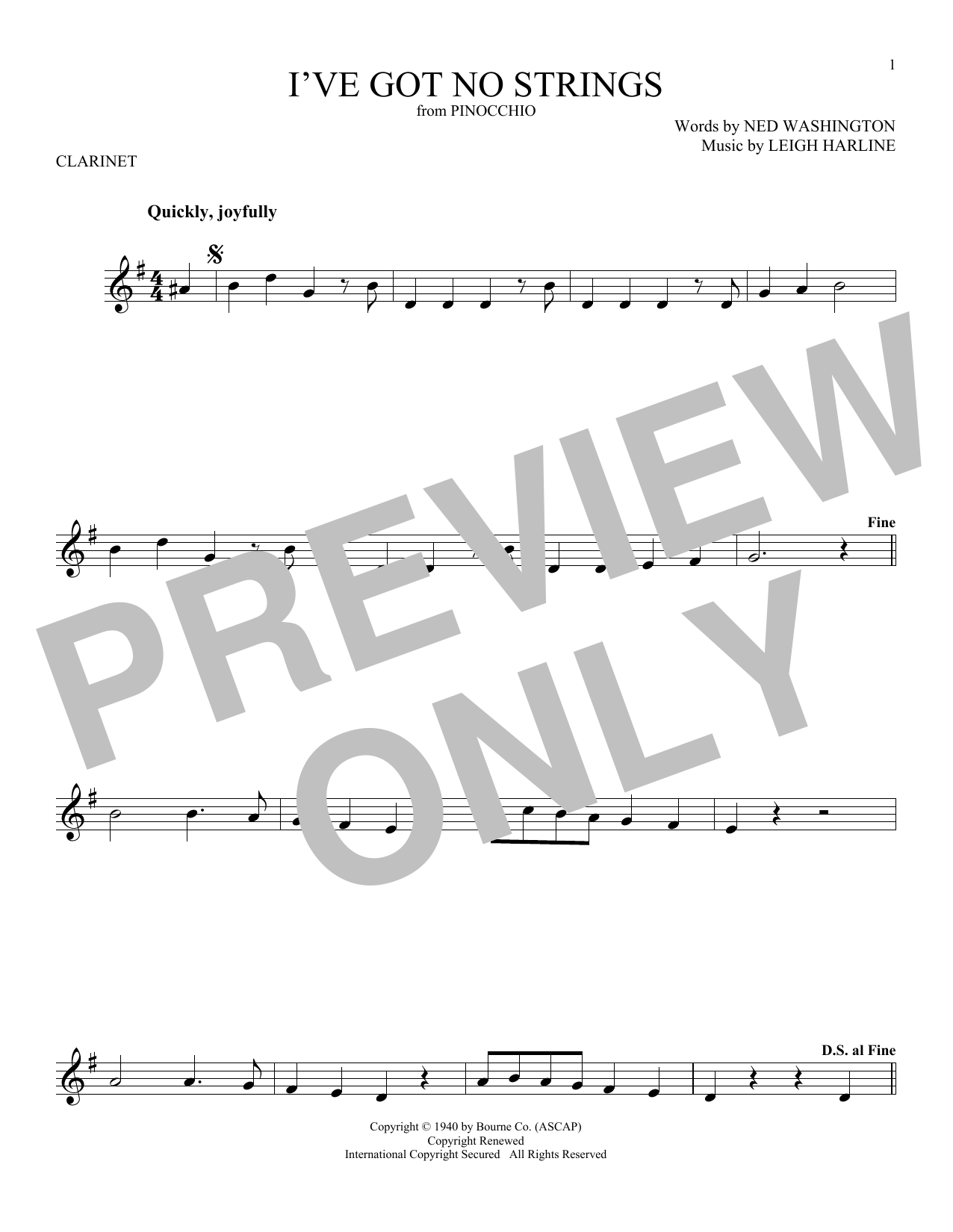 Product gallery: Page 1 of 1 I've Got No Strings (from Pinocchio), Ned Washington & Leigh Harline