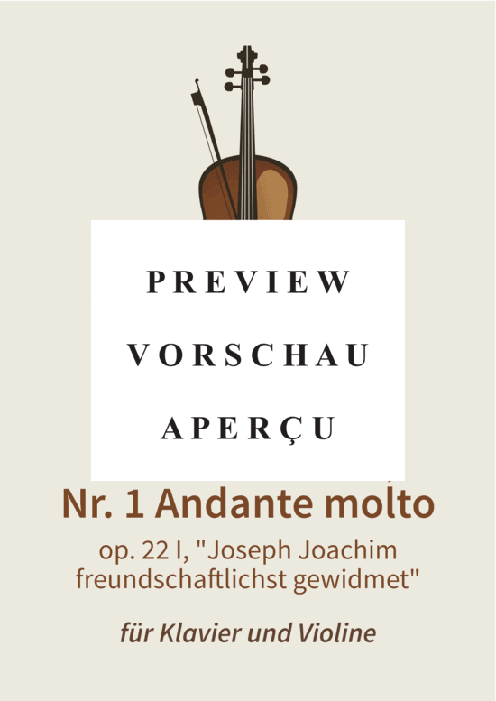 gallery: Drei Romanzen, Nr. 1 Andante molto - op. 22 I, Joseph Joachim freundschaftlichst gewidmet , , (Violine + Klavier)