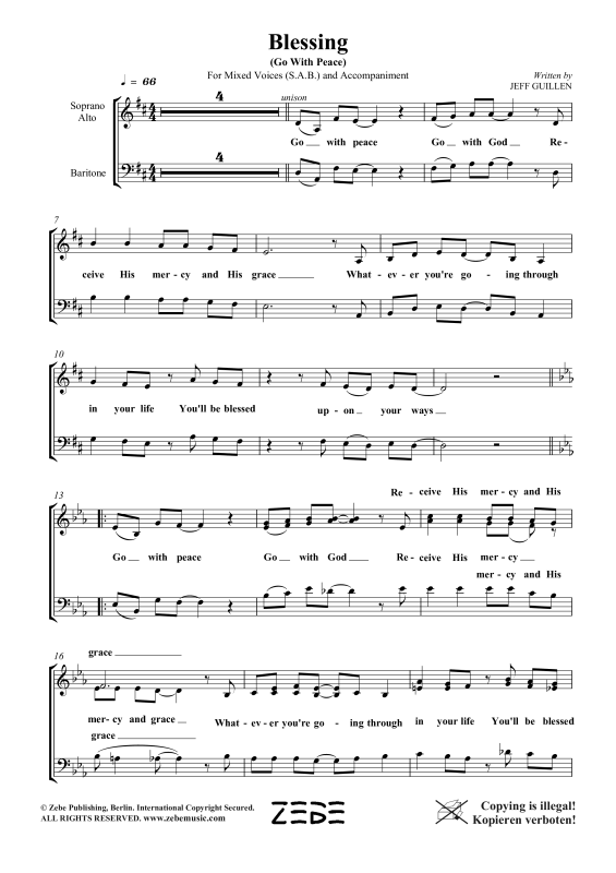 Produktgalerie: Seite 1 von 8 Blessing (Go With Peace), , Gemischter Chor SAB und Klavier