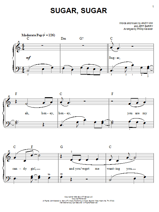 Produktgalerie: Seite 1 von 1 Sugar, Sugar (arr. Phillip Keveren), The Archies, Klavier