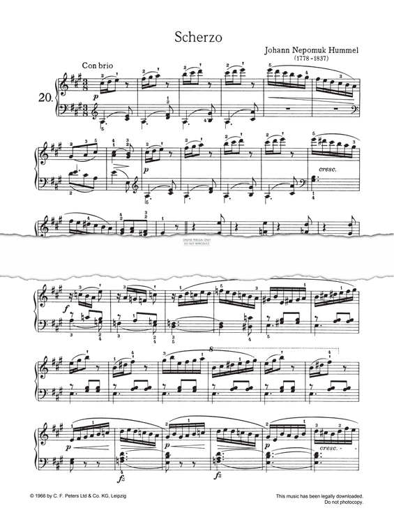 Produktgalerie: Seite 1 von 1 Scherzo, Johann Nepomuk Hummel, Klavier