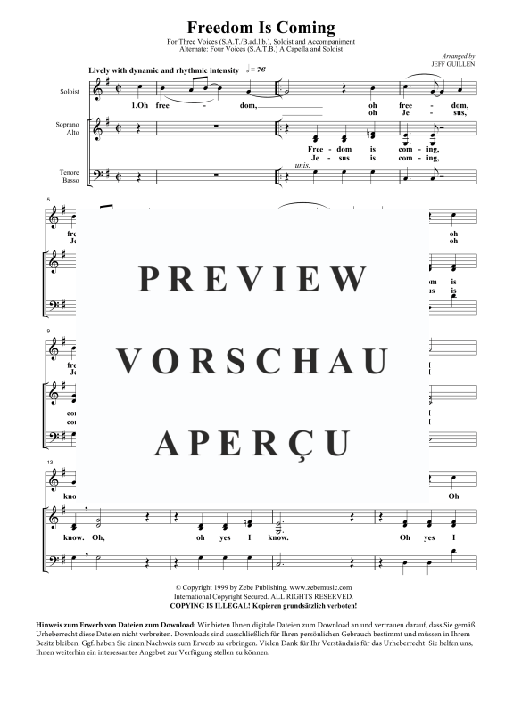 Produktgalerie: Seite 6 von 9 Freedom Is Coming, , Gemischter Chor, Solo und Klavier
