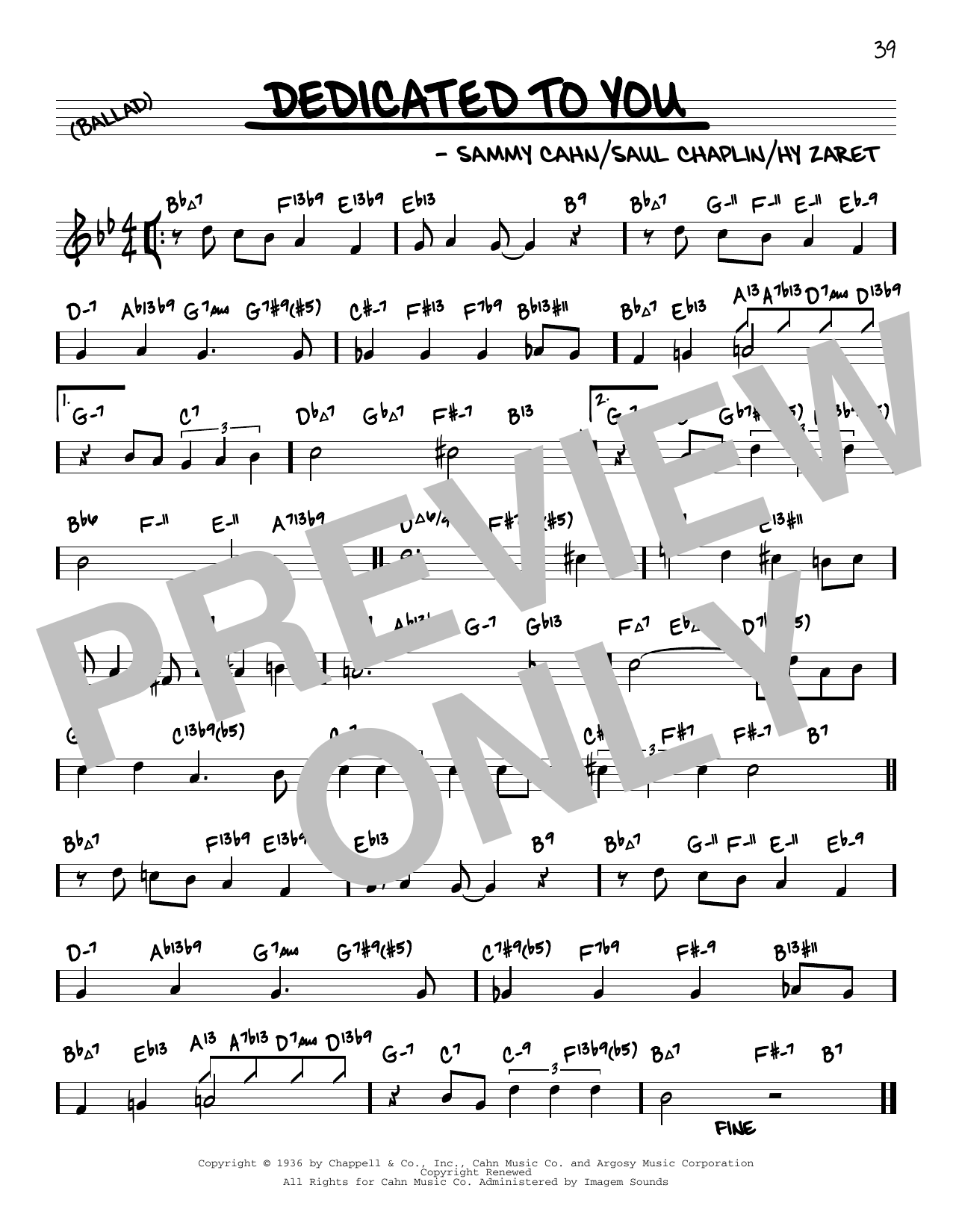 Product picture to: Dedicated To You (arr. David Hazeltine)