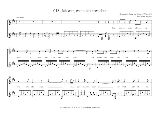 Product picture to: Ich war, wenn ich erwachte Peter von Winter, 1754-1825   