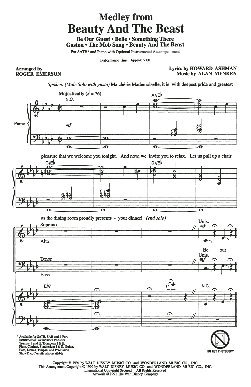 Product picture to: Beauty And The Beast (Medley) (arr. Roger Emerson)