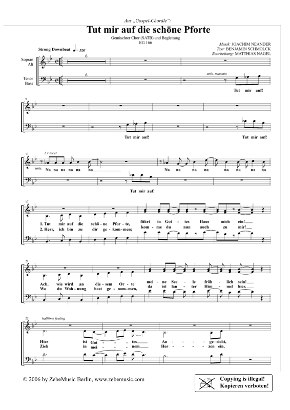 gallery: Tut mir auf die schöne Pforte EG 166, , Gemischter Chor und Klavier