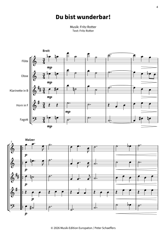 Produktgalerie: Seite 1 von 11 Du bist wunderbar! - Zärtliche Liebeserklärung für Holzbläserquintett, , Holzbläser Quintett