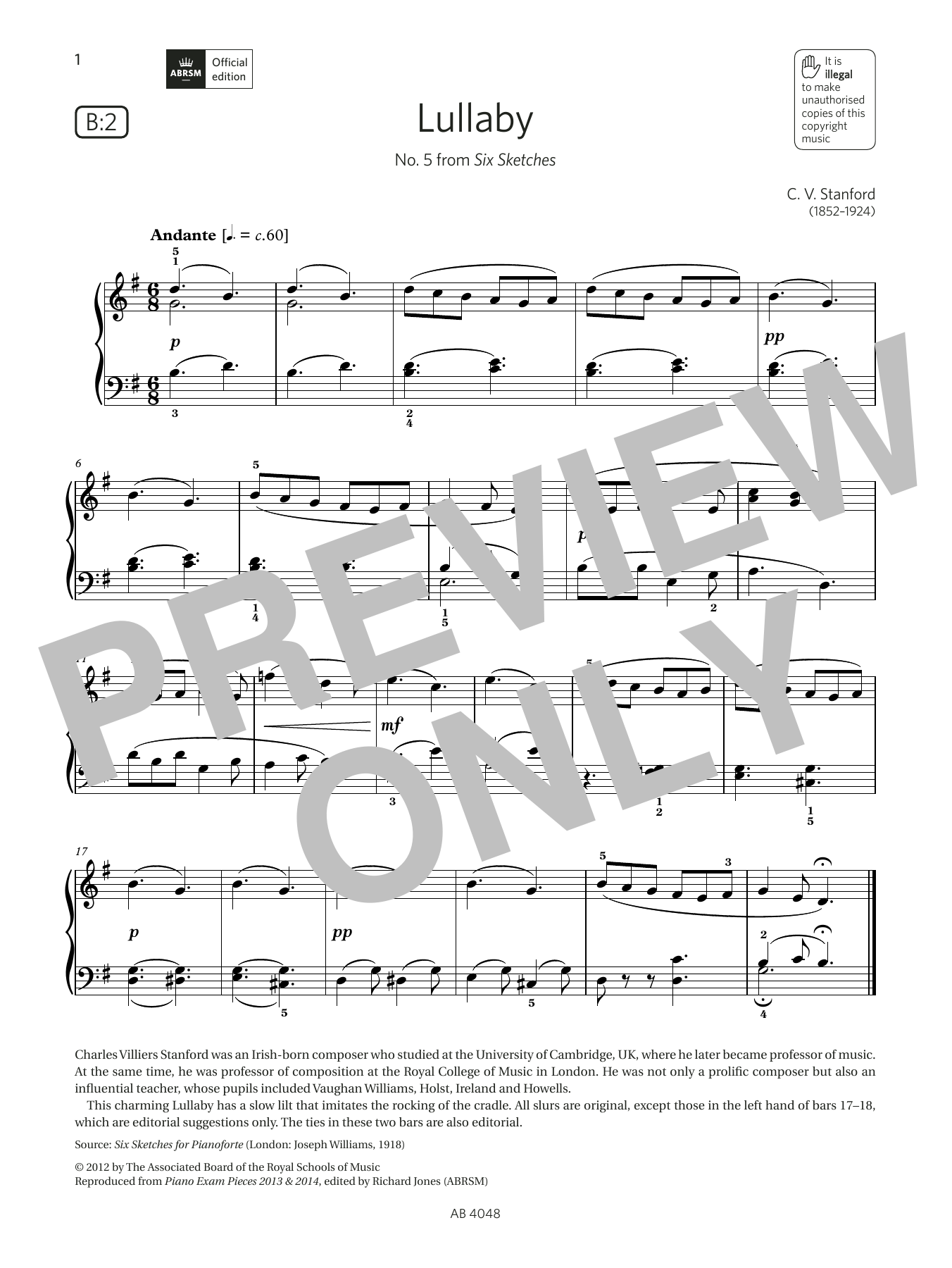 Produktbild zu: Lullaby (Grade 2, list B2, from the ABRSM Piano Syllabus 2023 & 2024)