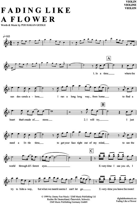 Product picture to: Fading like a flower Roxette